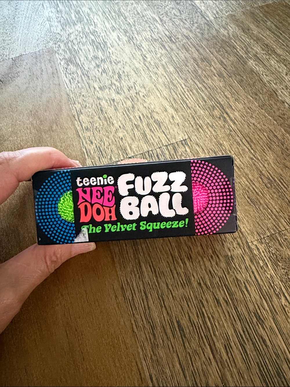Fuzz Ball Velvet Squeeze Stress Toy there 3 in the box